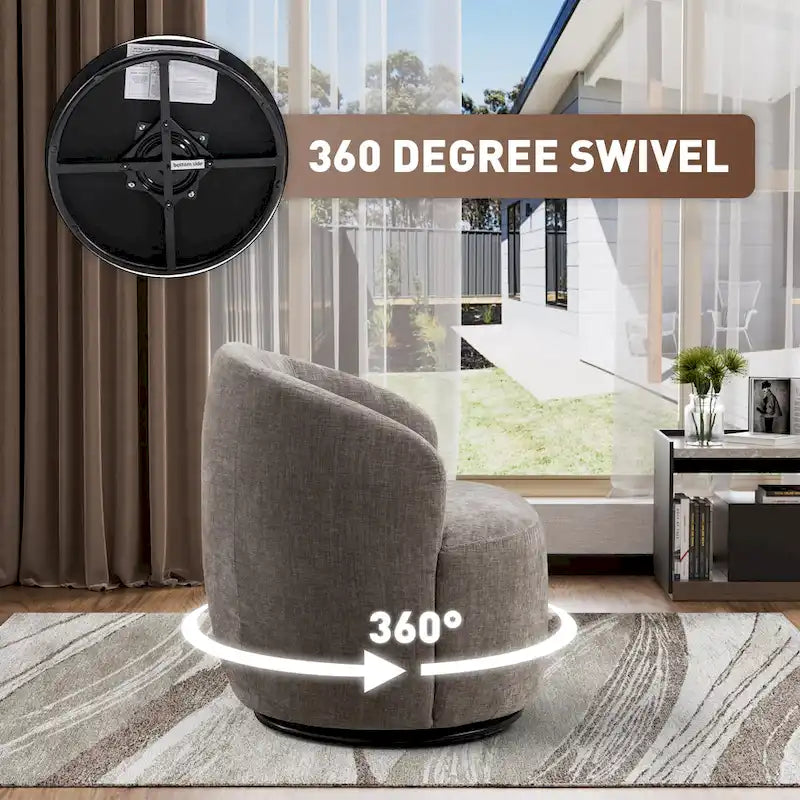 Fauteuil pivotant à 360° en chenille et velours vert / bleu / gris / blanc / noir / orange / jaune – Pièce unique
