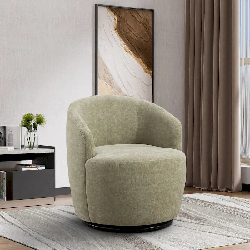 Fauteuil pivotant à 360° en chenille et velours vert / bleu / gris / blanc / noir / orange / jaune – Pièce unique