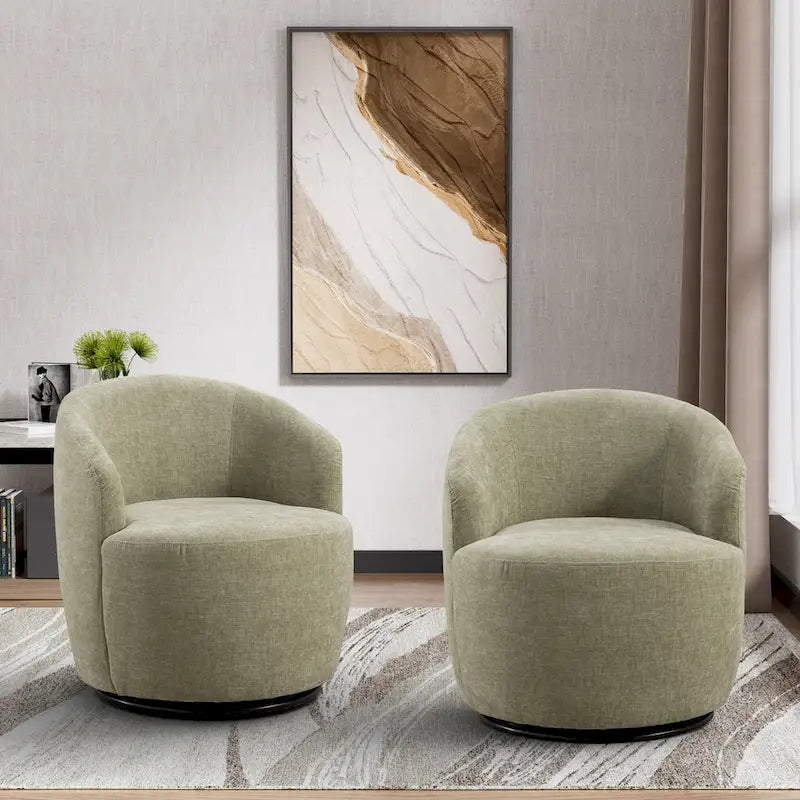 Fauteuil pivotant à 360° en chenille et velours vert / bleu / gris / blanc / noir / orange / jaune – Pièce unique