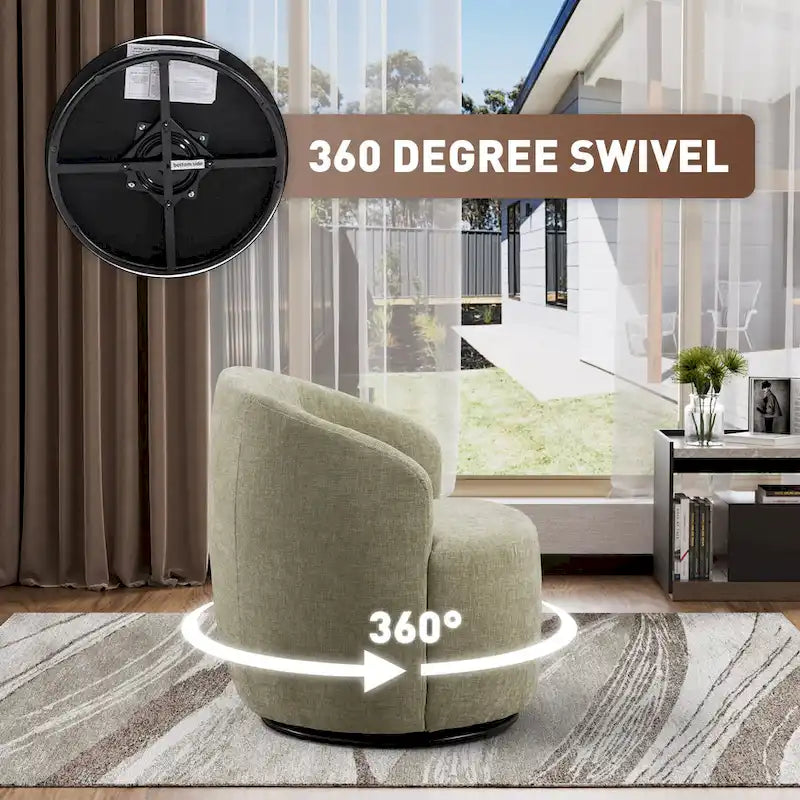 Fauteuil pivotant à 360° en chenille et velours vert / bleu / gris / blanc / noir / orange / jaune – Pièce unique