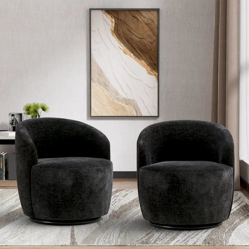 Fauteuil pivotant à 360° en chenille et velours vert / bleu / gris / blanc / noir / orange / jaune – Pièce unique