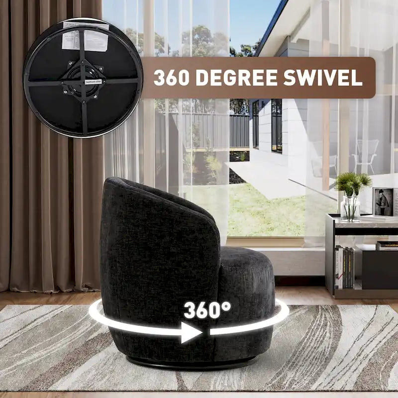 Fauteuil pivotant à 360° en chenille et velours vert / bleu / gris / blanc / noir / orange / jaune – Pièce unique