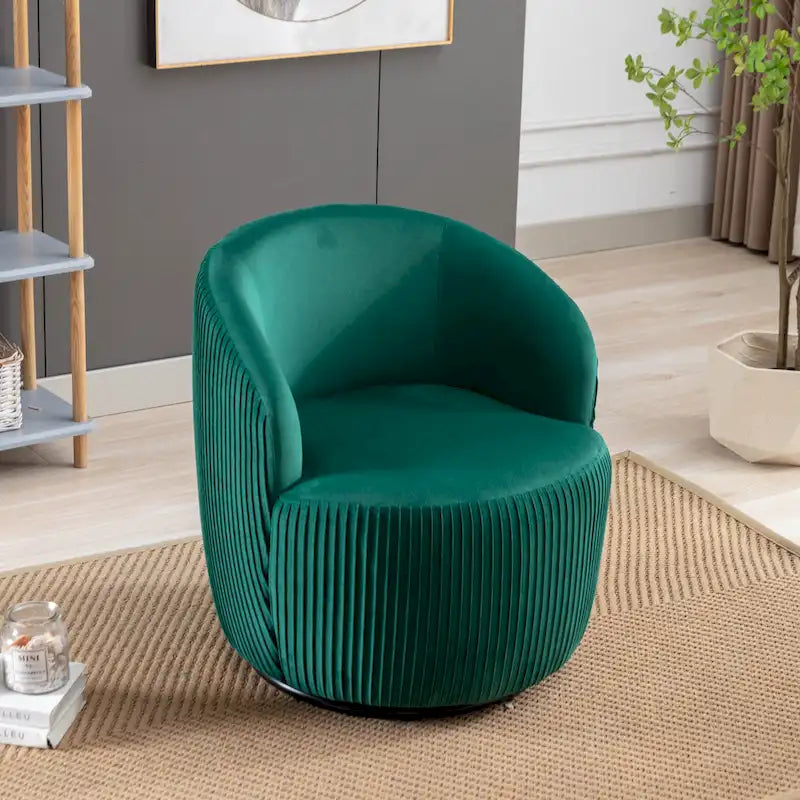 Fauteuil pivotant à 360° en chenille et velours vert / bleu / gris / blanc / noir / orange / jaune – Pièce unique