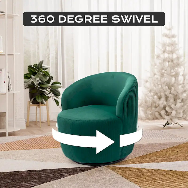 Fauteuil pivotant à 360° en chenille et velours vert / bleu / gris / blanc / noir / orange / jaune – Pièce unique