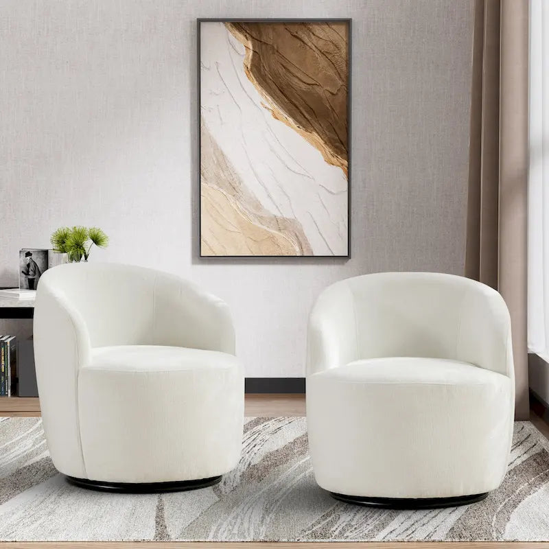 Fauteuil pivotant à 360° en chenille et velours vert / bleu / gris / blanc / noir / orange / jaune – Pièce unique