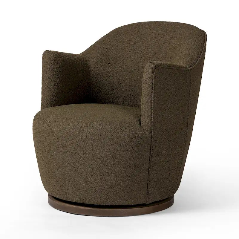 Fauteuil d'appoint pivotant rond en tissu Indigo / Olive / Burnish / Slate / Silver – Pièce unique