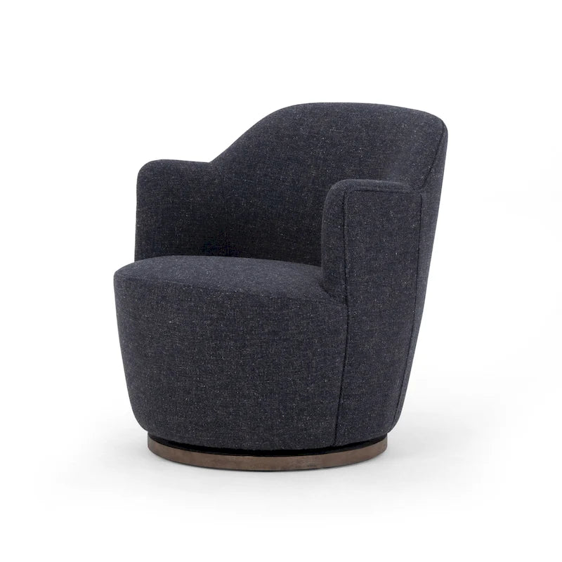 Fauteuil d'appoint pivotant rond en tissu Indigo / Olive / Burnish / Slate / Silver – Pièce unique