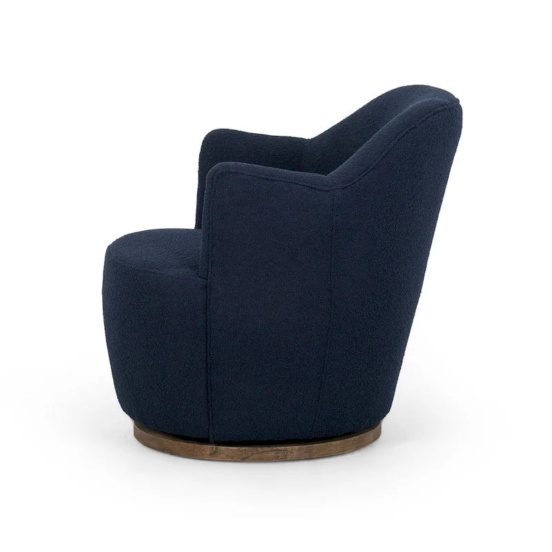 Fauteuil d'appoint pivotant rond en tissu Indigo / Olive / Burnish / Slate / Silver – Pièce unique