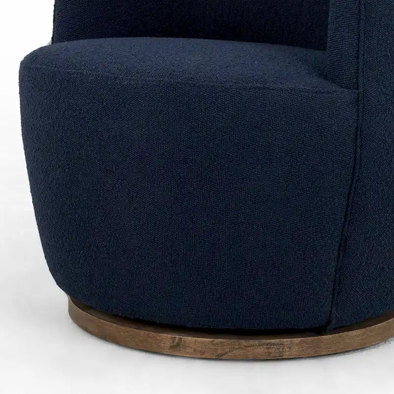 Fauteuil d'appoint pivotant rond en tissu Indigo / Olive / Burnish / Slate / Silver – Pièce unique