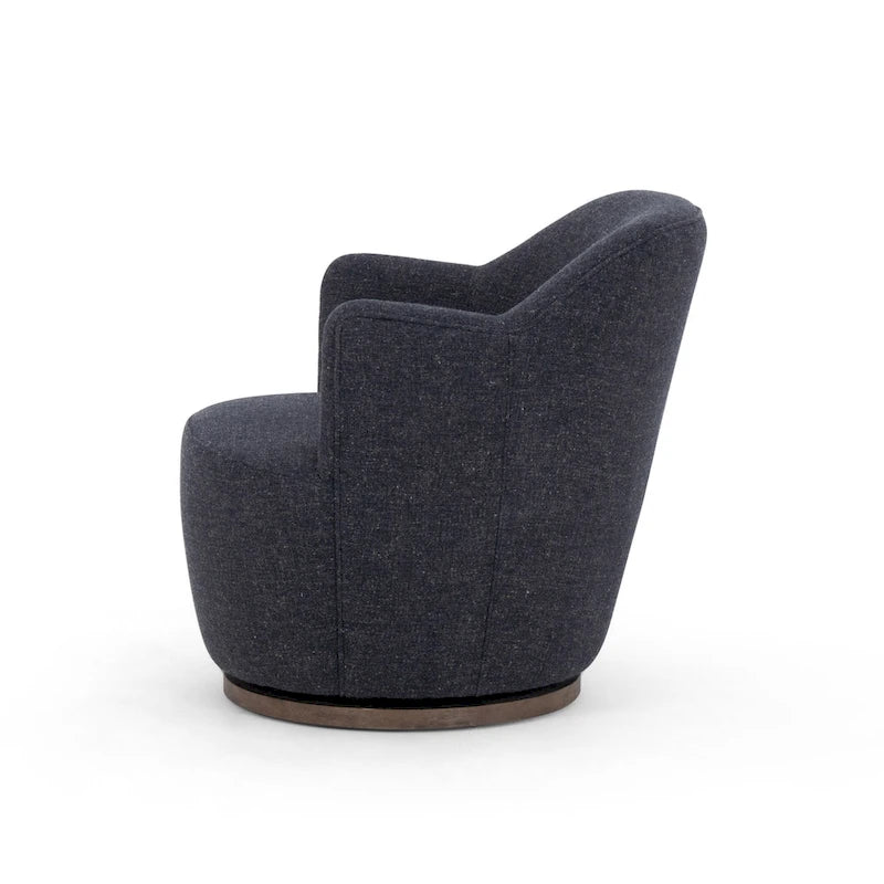 Fauteuil d'appoint pivotant rond en tissu Indigo / Olive / Burnish / Slate / Silver – Pièce unique