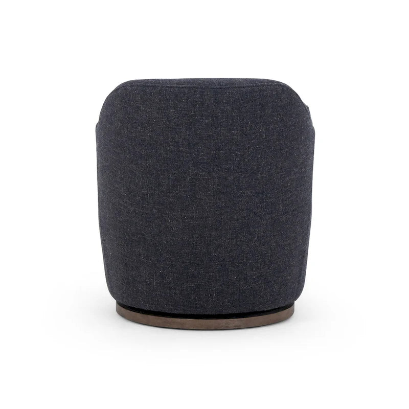 Fauteuil d'appoint pivotant rond en tissu Indigo / Olive / Burnish / Slate / Silver – Pièce unique