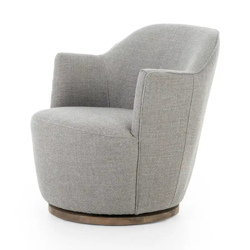 Fauteuil d'appoint pivotant rond en tissu Indigo / Olive / Burnish / Slate / Silver – Pièce unique