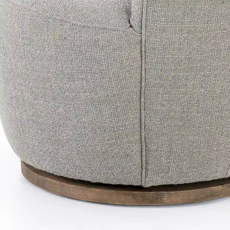 Fauteuil d'appoint pivotant rond en tissu Indigo / Olive / Burnish / Slate / Silver – Pièce unique
