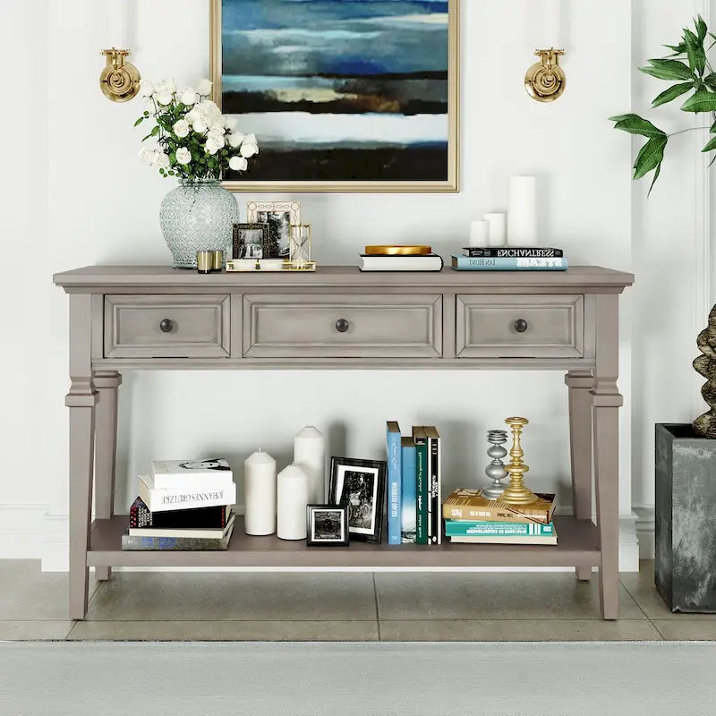 Table console à 3 tiroirs gris délavé / expresso / blanc antique / bleu marine – simple