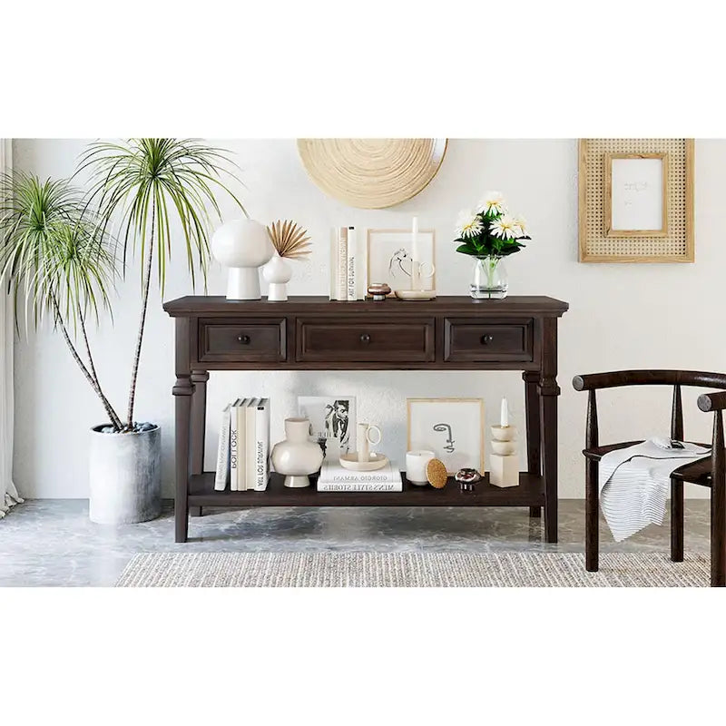 Table console à 3 tiroirs gris délavé / expresso / blanc antique / bleu marine – simple
