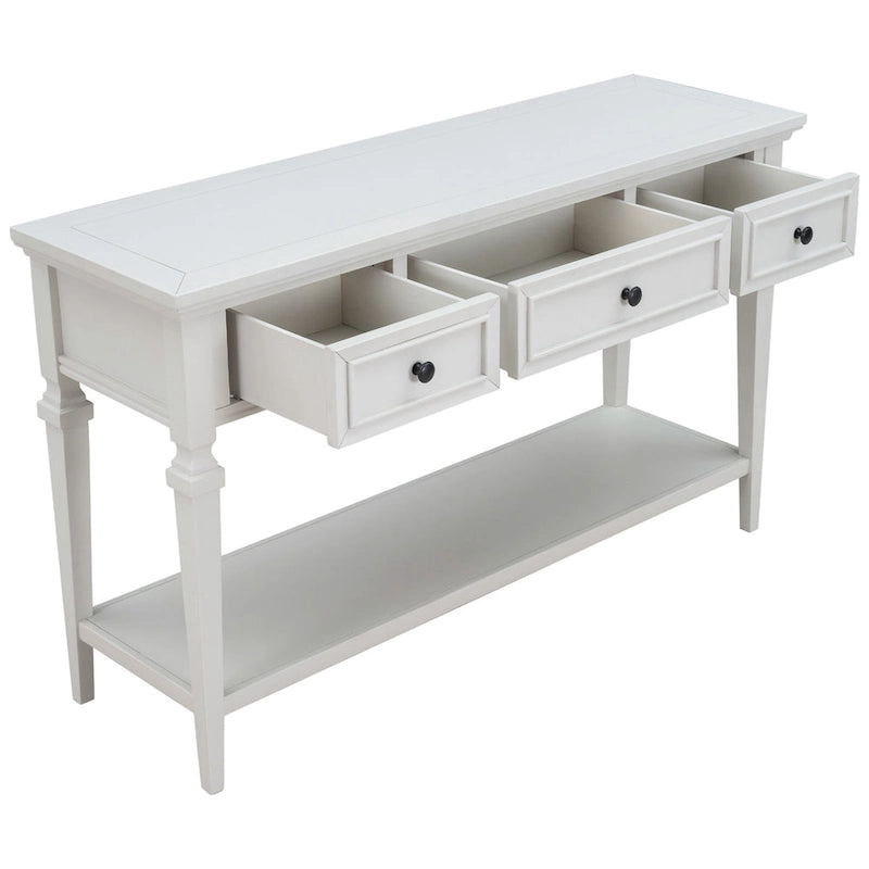 Table console à 3 tiroirs gris délavé / expresso / blanc antique / bleu marine – simple