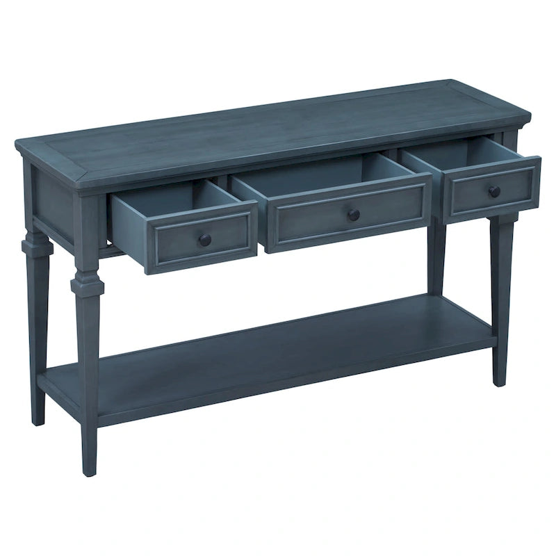 Table console à 3 tiroirs gris délavé / expresso / blanc antique / bleu marine – simple