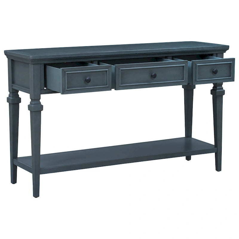 Table console à 3 tiroirs gris délavé / expresso / blanc antique / bleu marine – simple