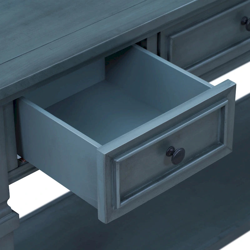 Table console à 3 tiroirs gris délavé / expresso / blanc antique / bleu marine – simple