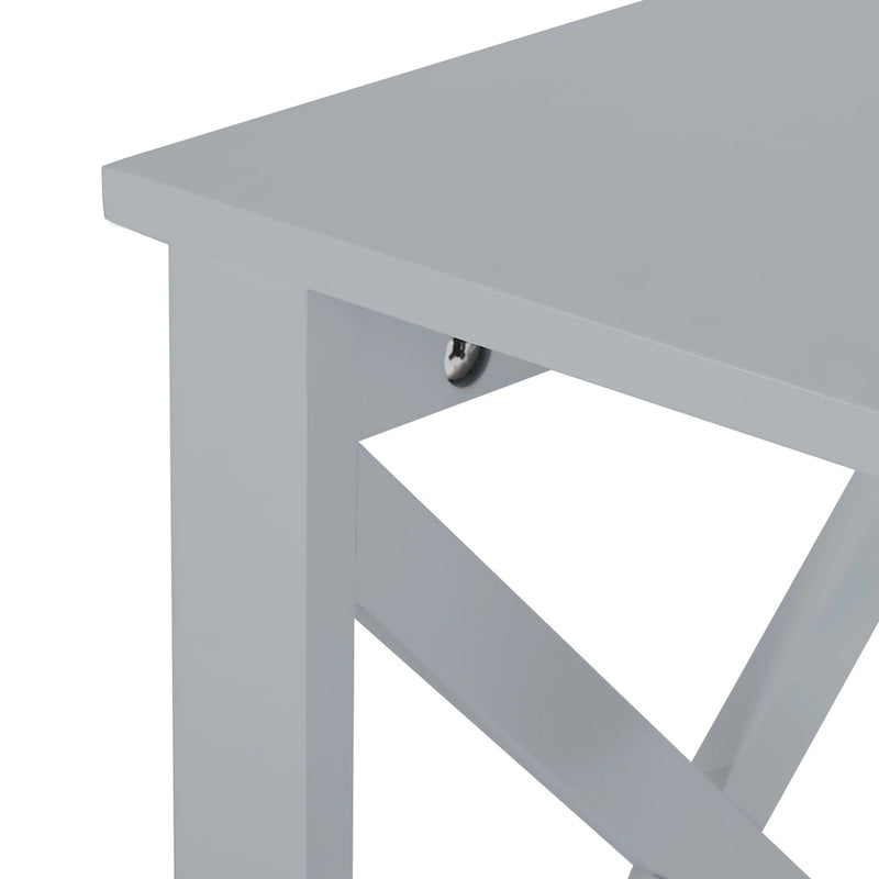 Étagère de Rangement au Sol avec Tiroir – Gris / Blanc, Cadre en Croix, Pour 1 Ménage