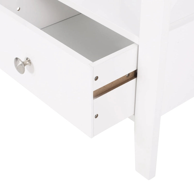 Étagère de Rangement au Sol avec Tiroir – Gris / Blanc, Cadre en Croix, Pour 1 Ménage
