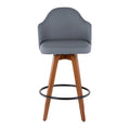 Tabouret de comptoir mi-siècle moderne gris/crème/noir avec pivot et assise en similicuir – Unité