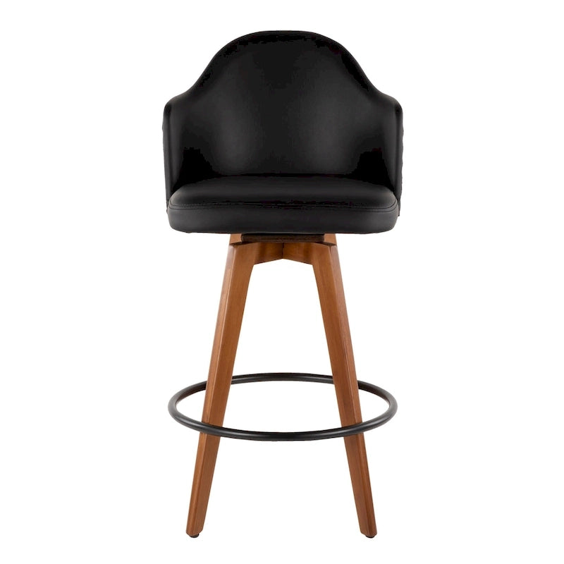 Tabouret de comptoir mi-siècle moderne gris/crème/noir avec pivot et assise en similicuir – Unité