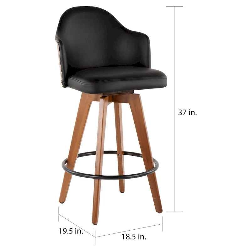 Tabouret de comptoir mi-siècle moderne gris/crème/noir avec pivot et assise en similicuir – Unité