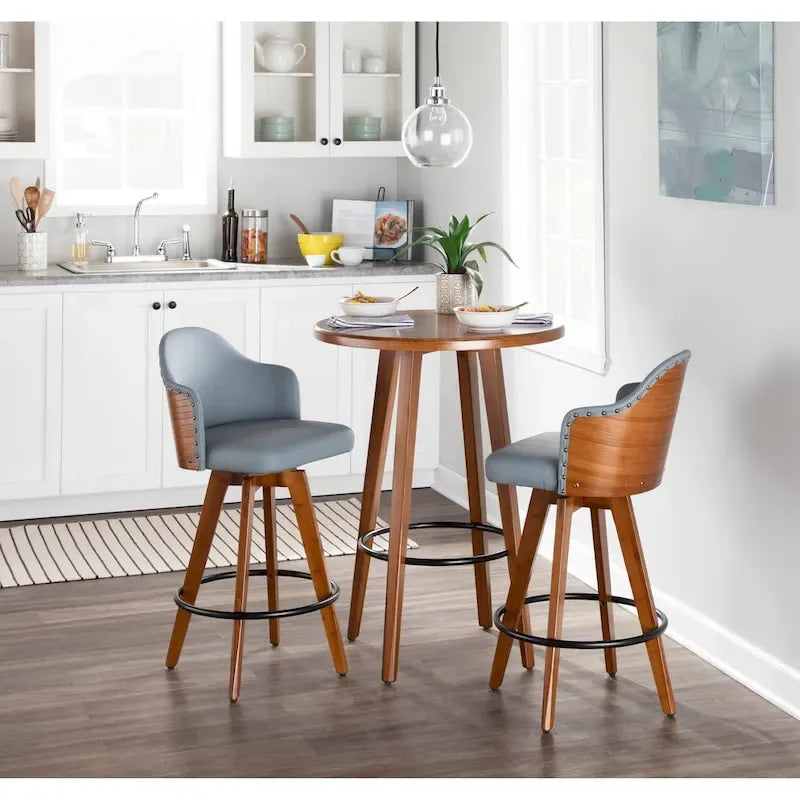 Tabouret de comptoir mi-siècle moderne gris/crème/noir avec pivot et assise en similicuir – Unité