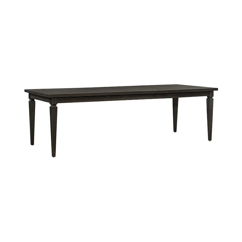 Table à manger rectangulaire noire avec rallonge amovible et pieds carrés effilés – Pour 6 à 8 personnes
