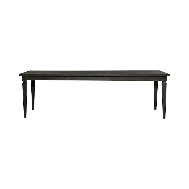 Table à manger rectangulaire noire avec rallonge amovible et pieds carrés effilés – Pour 6 à 8 personnes