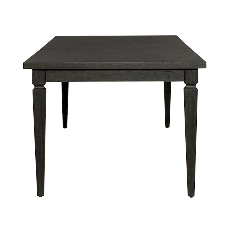 Table à manger rectangulaire noire avec rallonge amovible et pieds carrés effilés – Pour 6 à 8 personnes