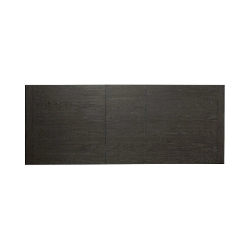 Table à manger rectangulaire noire avec rallonge amovible et pieds carrés effilés – Pour 6 à 8 personnes