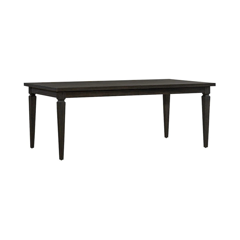 Table à manger rectangulaire noire avec rallonge amovible et pieds carrés effilés – Pour 6 à 8 personnes