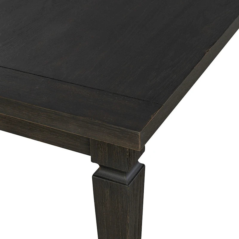 Table à manger rectangulaire noire avec rallonge amovible et pieds carrés effilés – Pour 6 à 8 personnes