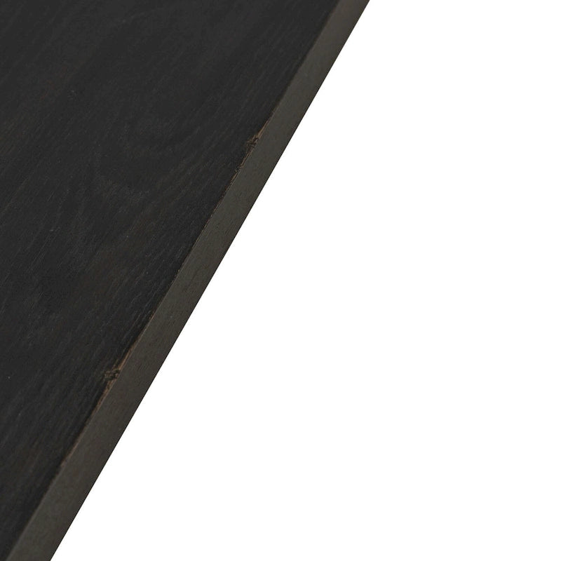Table à manger rectangulaire noire avec rallonge amovible et pieds carrés effilés – Pour 6 à 8 personnes