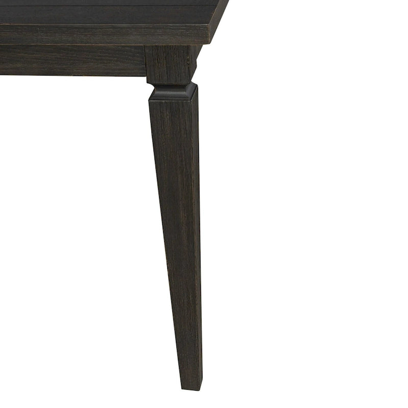 Table à manger rectangulaire noire avec rallonge amovible et pieds carrés effilés – Pour 6 à 8 personnes