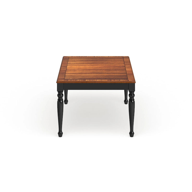 Table de salle à manger extensible en chêne antique/noir bicolore avec rallonge amovible – 6 à 8 places