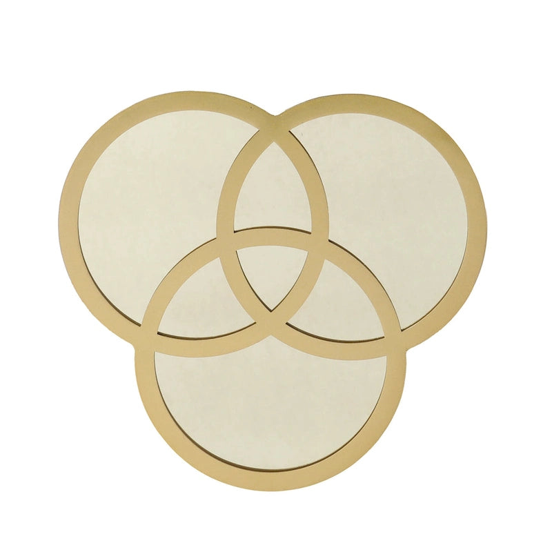 Table d'appoint miroir géométrique dorée avec plateau et étagère en verre – Unité
