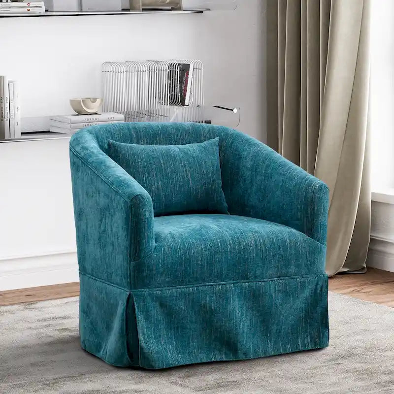 Fauteuil tonneau pivotant à 360° en tissu Vert / Bleu / Orange / Gris / Beige / Jaune / Noir – 1 place