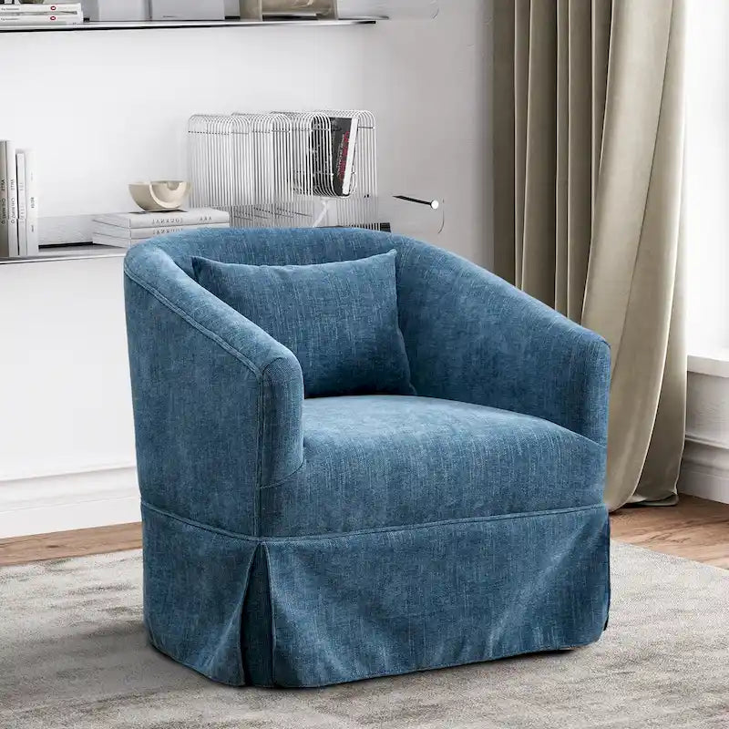 Fauteuil tonneau pivotant à 360° en tissu Vert / Bleu / Orange / Gris / Beige / Jaune / Noir – 1 place