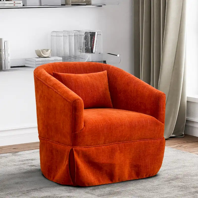 Fauteuil tonneau pivotant à 360° en tissu Vert / Bleu / Orange / Gris / Beige / Jaune / Noir – 1 place