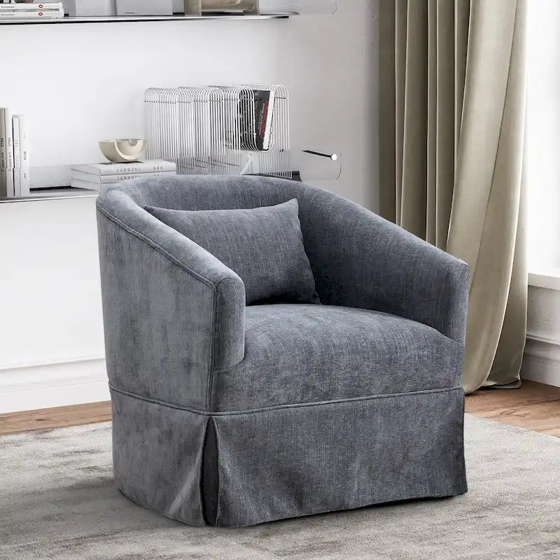 Fauteuil tonneau pivotant à 360° en tissu Vert / Bleu / Orange / Gris / Beige / Jaune / Noir – 1 place