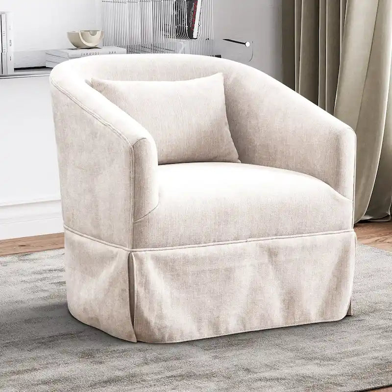 Fauteuil tonneau pivotant à 360° en tissu Vert / Bleu / Orange / Gris / Beige / Jaune / Noir – 1 place