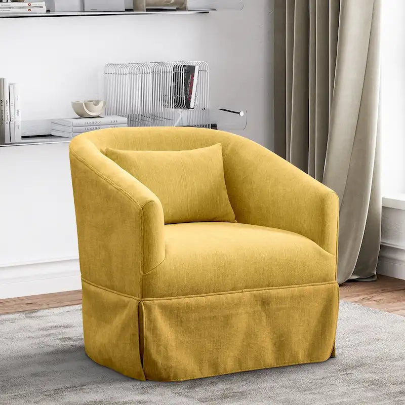 Fauteuil tonneau pivotant à 360° en tissu Vert / Bleu / Orange / Gris / Beige / Jaune / Noir – 1 place