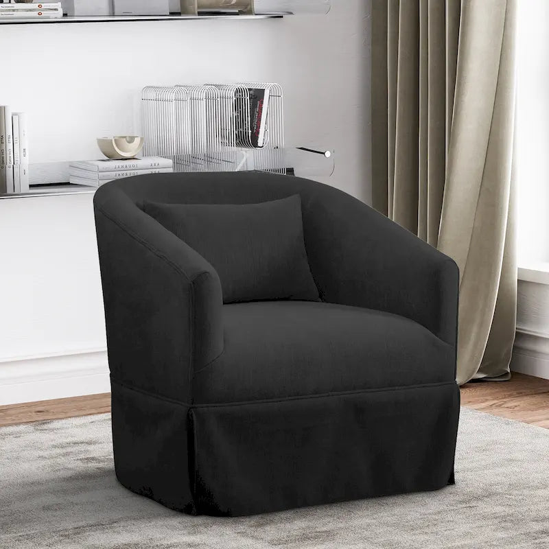Fauteuil tonneau pivotant à 360° en tissu Vert / Bleu / Orange / Gris / Beige / Jaune / Noir – 1 place