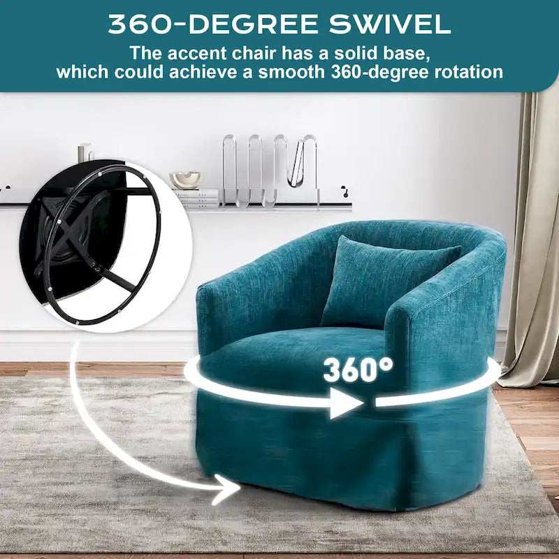 Fauteuil tonneau pivotant à 360° en tissu Vert / Bleu / Orange / Gris / Beige / Jaune / Noir – 1 place