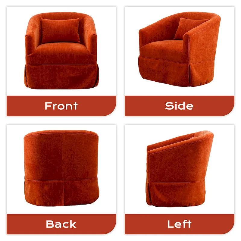 Fauteuil tonneau pivotant à 360° en tissu Vert / Bleu / Orange / Gris / Beige / Jaune / Noir – 1 place