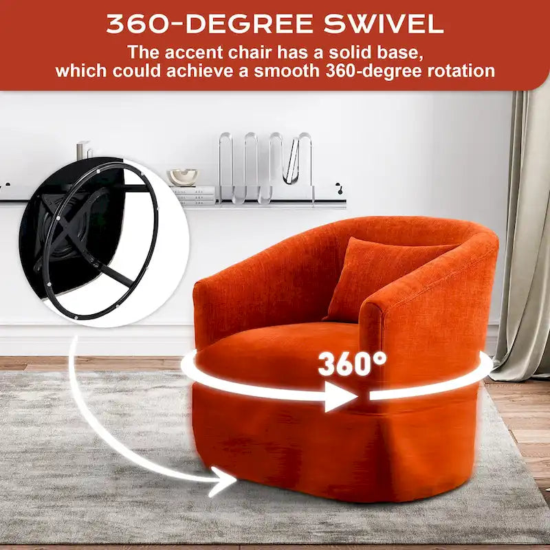 Fauteuil tonneau pivotant à 360° en tissu Vert / Bleu / Orange / Gris / Beige / Jaune / Noir – 1 place