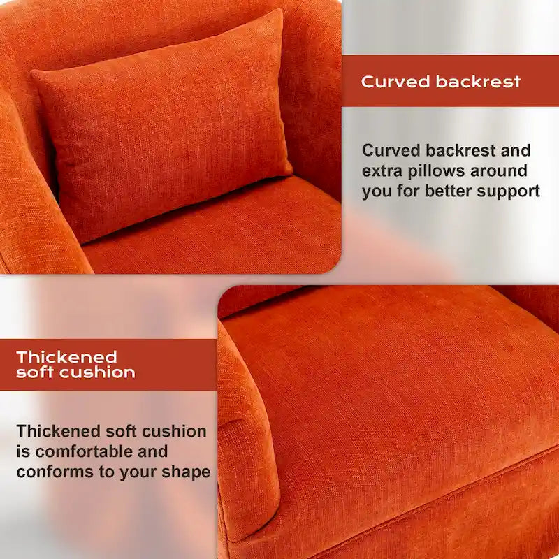 Fauteuil tonneau pivotant à 360° en tissu Vert / Bleu / Orange / Gris / Beige / Jaune / Noir – 1 place